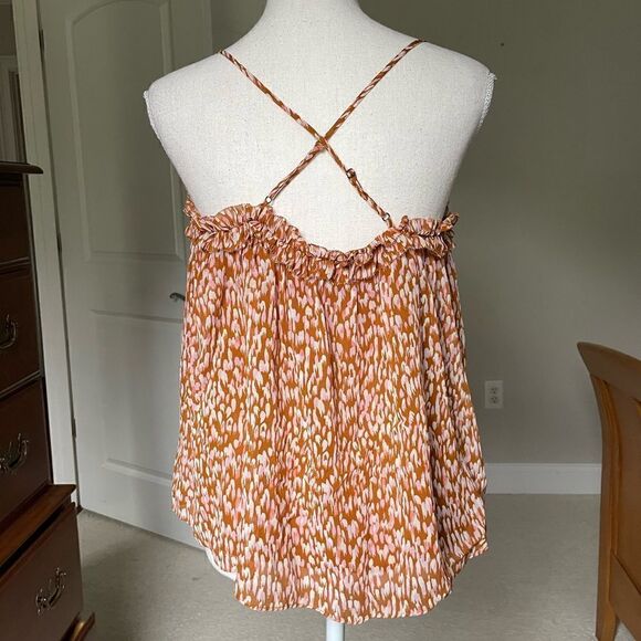 JOIE Ackley Print Silk Flowy Tank With Crisscross Straps in Back - Picture 7 of 10